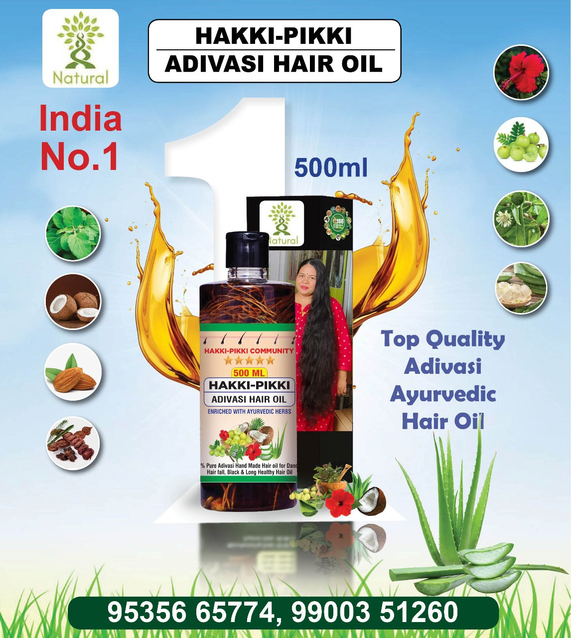 ADIVASI HAKKI PIKKI HAIR OIL with (5.0 ⭐⭐⭐⭐⭐ 19,345 REVIEWS) Globally